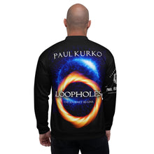 Load image into Gallery viewer, Loopholes Unisex Bomber Jacket by Paul Kurko

